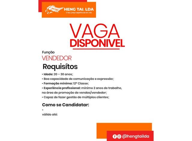 Vaga de vendedor mais vagas