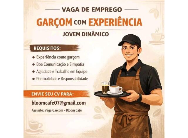 Vaga para garçom mais vagas