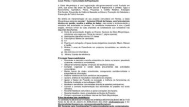 Vaga para oficial de campo (gestao de dados) oásis moçambique