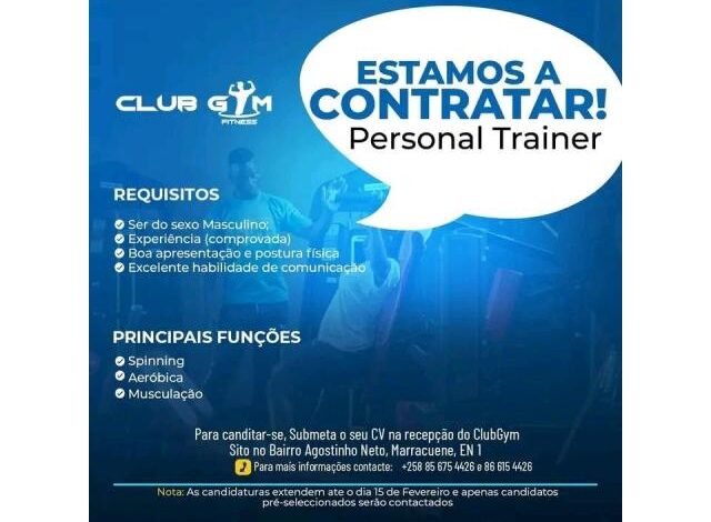 Vaga para personal trainer mais vagas