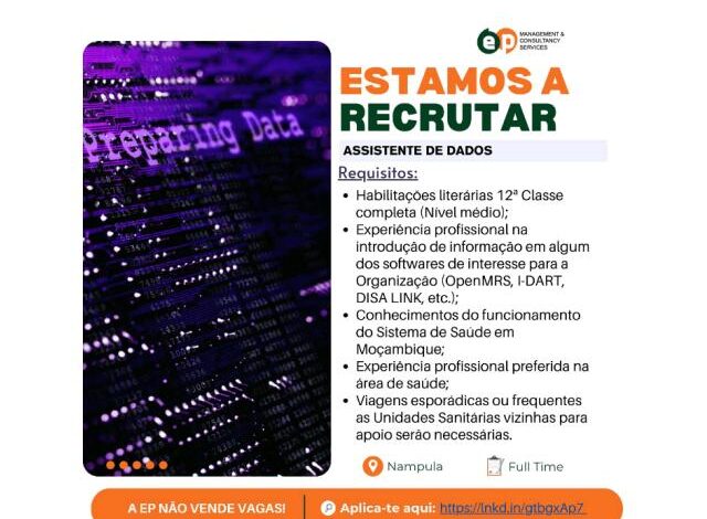 Vaga – assistente de dados