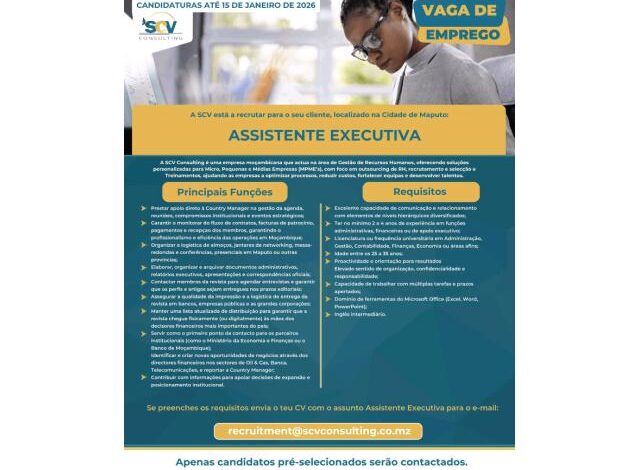 Vaga – assistente executiva mais vagas