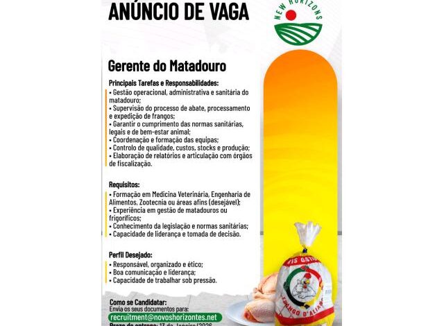 Vaga – gerente do matadouro