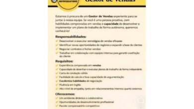 Vaga – gestor de vendas
