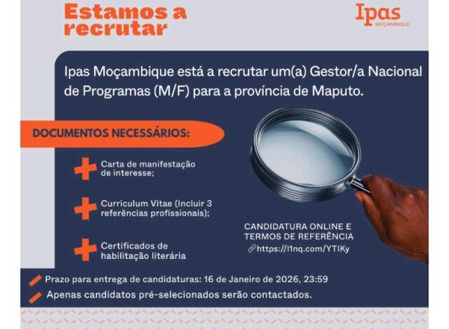 Vaga – gestor/a nacional de programas (m/f)