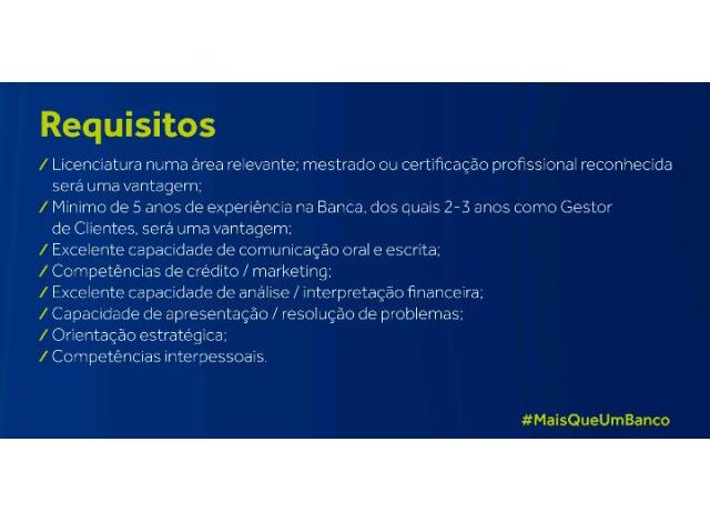 Vaga – gestor(a) de clientes (private banking), para agência em