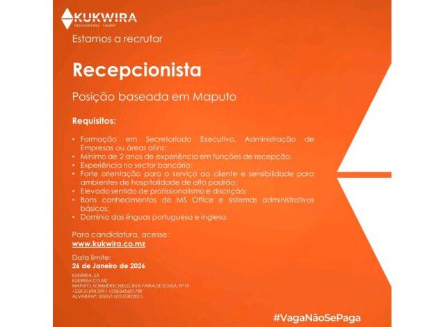 Vaga – recepcionista para o setor bancário