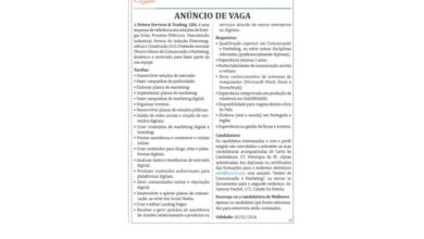 Vaga – técnico sénior de comunicação e marketing