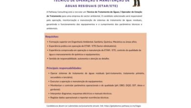 Vaga – técnico sênior de operação e manutenção de Águas