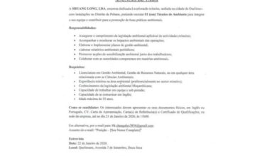 Vaga – técnico de ambiente