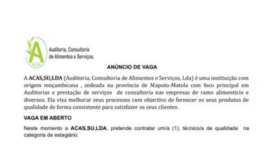 Vaga – técnico de qualidade estagiário