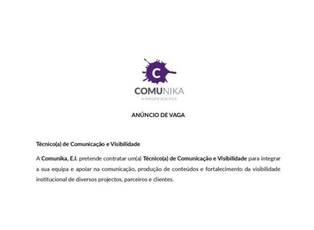 Vaga – técnico(a) de comunicação e visibilidade