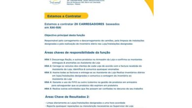 Vagas para (02) carregadores de sacos na irvens xai xai gaza