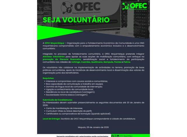 Vagas – activistas voluntários mais vagas