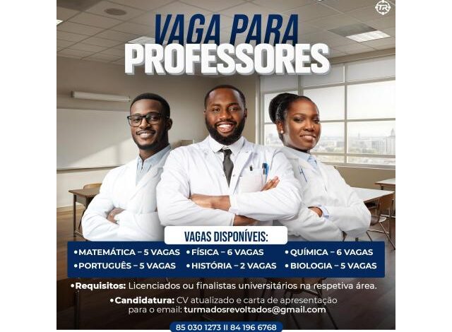 A turma dos revoltados esta recrutar (29) professoress