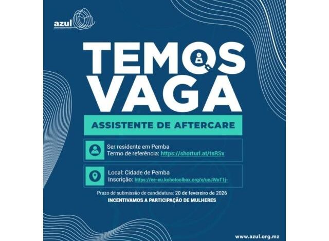 Vaga – assistente de aftercare