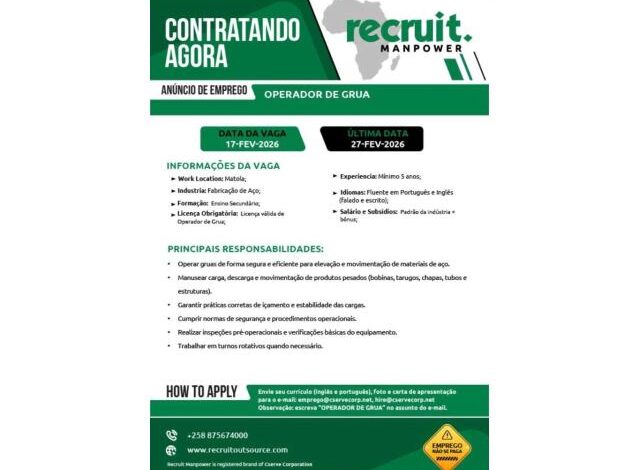 Vaga – operador de grua