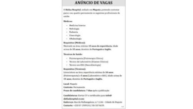 A shifaa hospital abre (08) vagas para médicos e técnicos