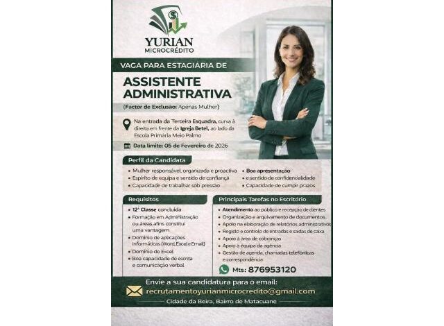 Estagiária de assistente administrativa mais vagas