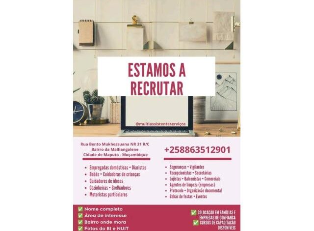 Vagas para empregadas, babÁs, motoristas e mais – maputo