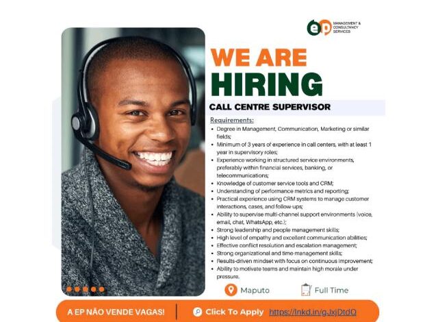 Vaga para supervisor de call center (m/f)