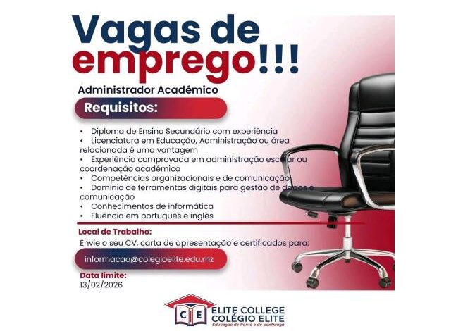 Vaga para administrador académico mais vagas