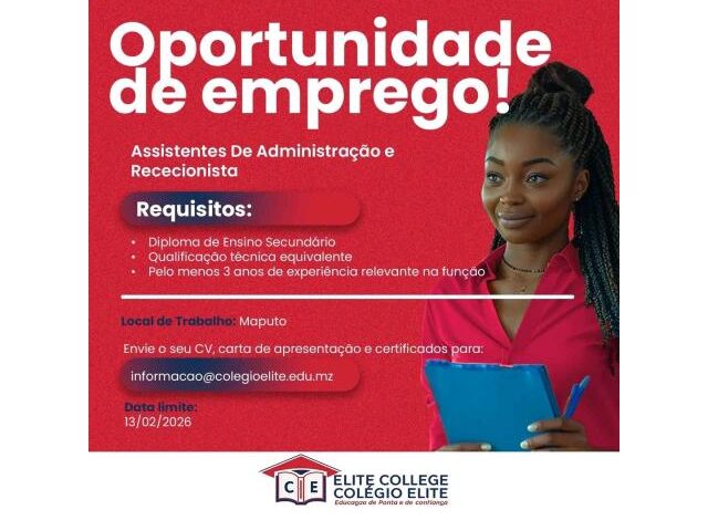 Vaga para assistentes de administração e rececionista