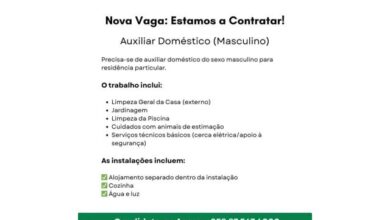 Vaga para auxiliar doméstico (masculino)