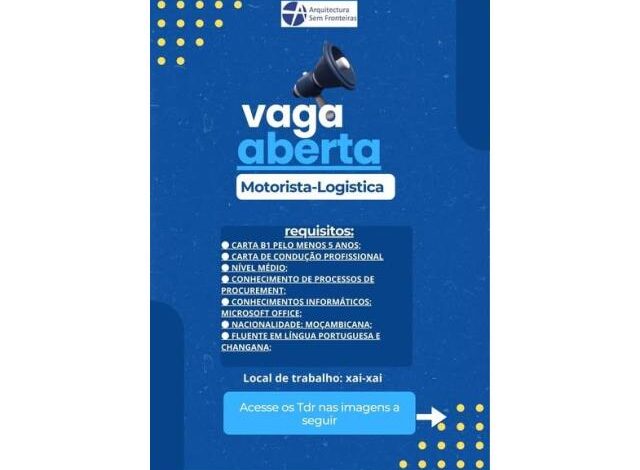 Vaga para motorista logistica arquitectura sem fronteiras