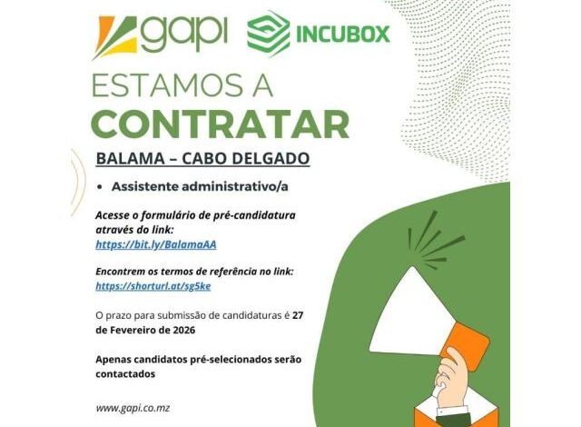 Vaga – assistente administrativo/a mais vagas