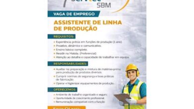 Vaga – assistente de linha de produção