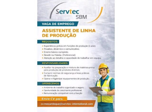 Vaga – assistente de linha de produção