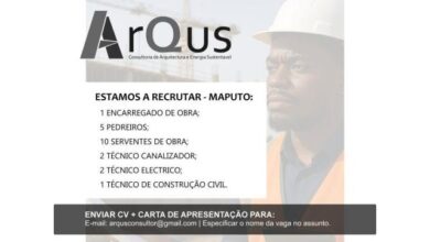Vagas para (05) pedreiros na arqus maputo
