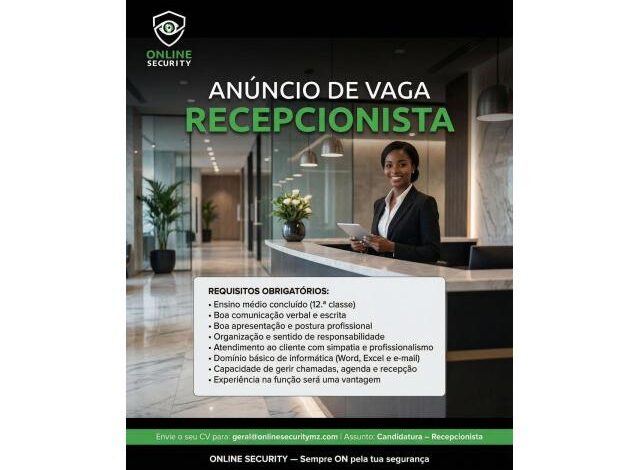 Vagas para recepcionista mais vagas