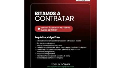 Vagas para servente / atendente de telefone e apoio ao