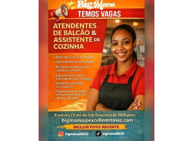 Vagas para vagas atendentes de balcão & assistente de