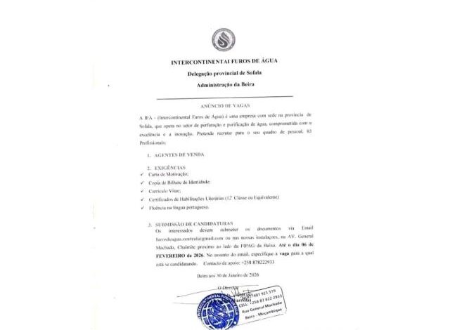 Vagas para agentes de vendas