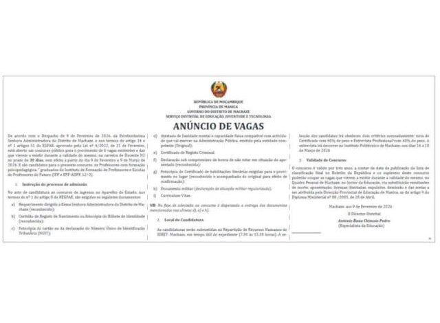 Vagas – (6) docentes n2
