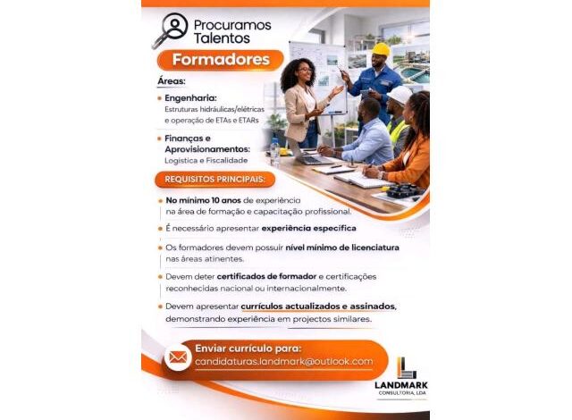 Vagas – formadores para as áreas de engenharia e finanças