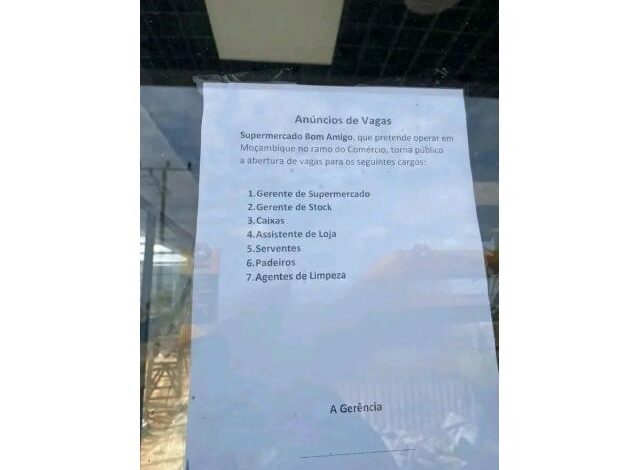 O supermercado bom amigo está a recrutar em diversas áreas
