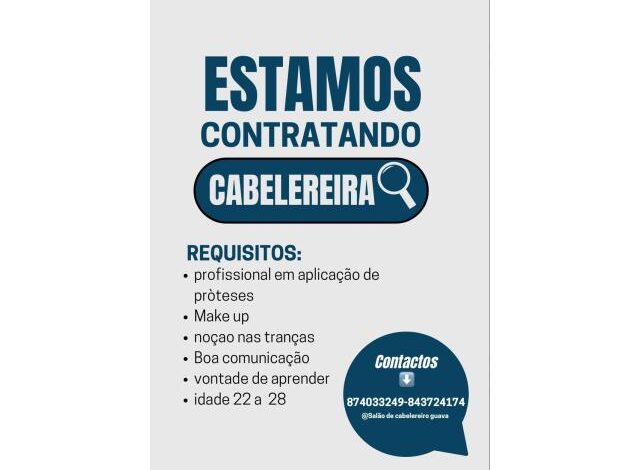 Vaga para cabeleireira mais vagas