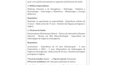 Vagas abertas para tÉcnicos de saÚde shifaa hospital