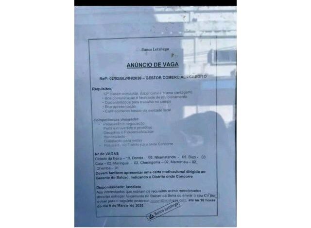 Vagas para (30) gerentes comerciais com 12* classe